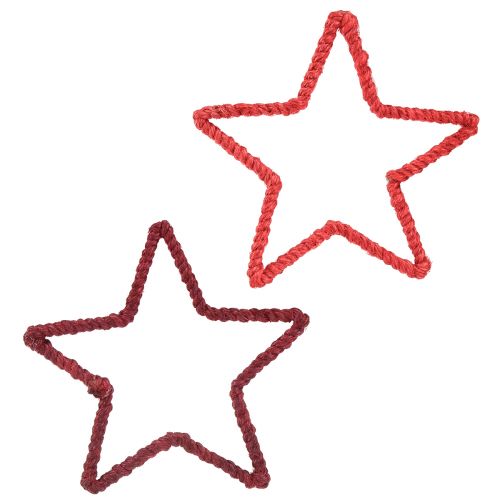 Floristik24 Étoiles pour couronne de l&#39;Avent décoration de Noël jute rouge 15cm 8pcs