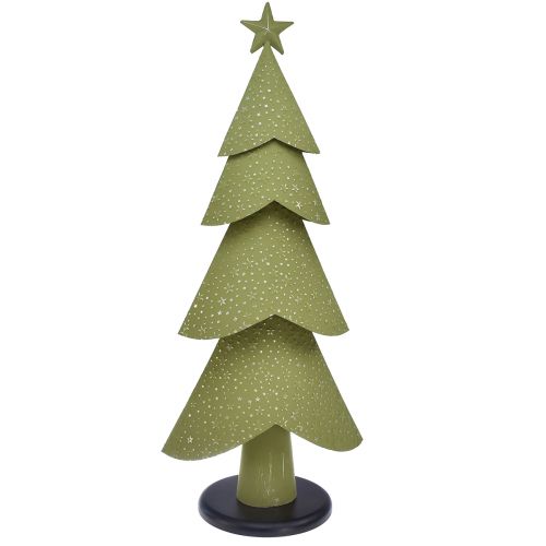 Sapin de Noël métal bois argent vert étoiles vintage H75cm