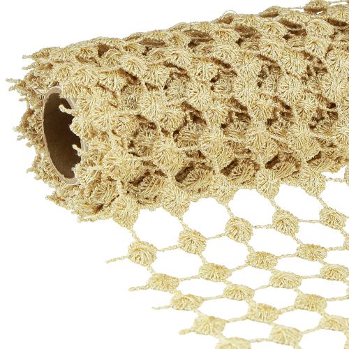 Floristik24 Chemin de table grille doré crème à paillettes L19cm L1,5m