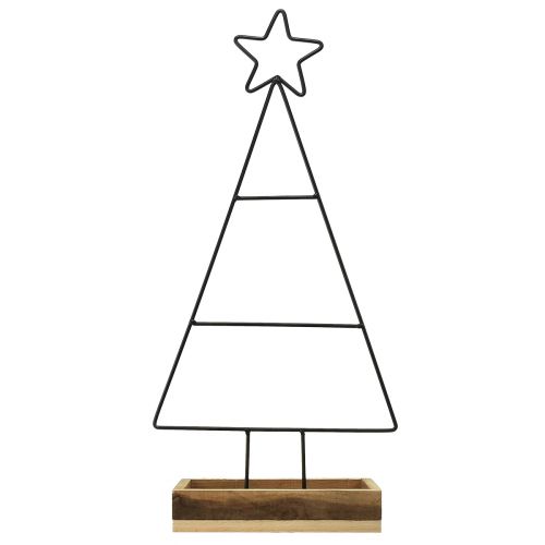 Article Sapin de Noël en métal avec étoile et plateau – 25x18x66 cm – Décoration de Noël moderne