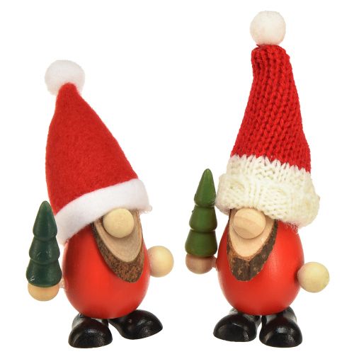 Nains de Noël nains décoratifs bois rouge vert H10,5/12cm 6 pièces