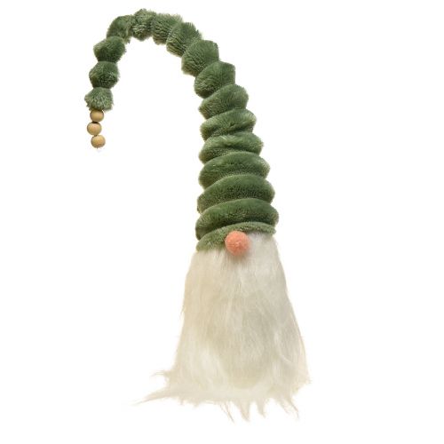Gnome festif avec chapeau vert en spirale et barbe blanche 2 pièces - 65 cm - La magie de Noël scandinave pour votre maison