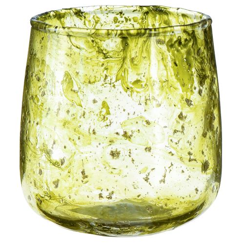 Lanterne en verre décoration vintage jaune vert Ø9cm H9.5cm
