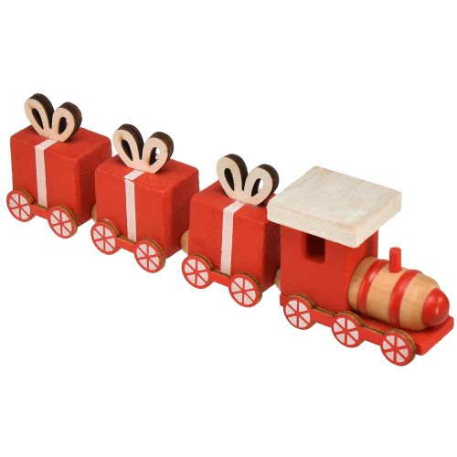 Train en bois avec coffrets cadeaux, rouge et blanc, lot de 2, 18x3x4,5 cm - Décoration de Noël