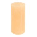 Floristik24 Bougies colorées unies lumineuses piliers d&#39;abricot 50×100mm 4pcs