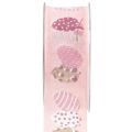 Floristik24 Ruban cadeau Ruban décoratif de Pâques Oeufs de Pâques rose 40mm 20m