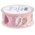 Floristik24 Ruban cadeau Ruban décoratif de Pâques Oeufs de Pâques rose 40mm 20m