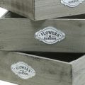 Floristik24 Boîte à plantes bois vintage métal signe gris 28/33/37cm lot de 3