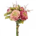 Floristik24 Roses artificielles en bouquet bouquet d&#39;automne rose, violet H36cm