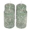 Floristik24 Bougies piliers Bougies de Noël d&#39;hiver vert 60×100mm 4pcs