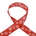 Floristik24 Ruban de Noël ruban cadeau flocons de neige rouge 40mm 15m