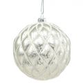 Floristik24 Boules de Noël avec motif losange argent mat, brillant Ø8cm 2pcs