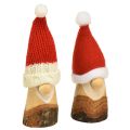 Floristik24 Nain de Noël décoratif en bois avec chapeau rouge naturel 10/12cm 4pcs