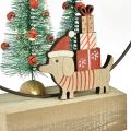 Floristik24 Bague décorative bois métal Noël avec chien Ø21cm H25cm