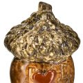 Floristik24 Glands décoratifs en céramique avec motif cœur, marron, 6 cm, 6 pièces - décoration de table d&#39;automne