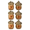Floristik24 Glands décoratifs en céramique avec motif cœur, marron, 6 cm, 6 pièces - décoration de table d&#39;automne