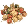 Floristik24 Mini set coffrets cadeaux en papier, rouge-vert-naturel, 2,5x3 cm, 18 pièces - Décoration de Noël
