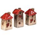 Floristik24 Maisons en céramique 6 pièces avec fenêtre de toit rouge et cœur - 6 cm - Décoration idyllique pour la maison et le jardin