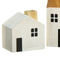 Floristik24 Maison en bois maisons décoratives bois blanc marron 4,5-8cm 4pcs