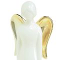 Floristik24 Figurines d&#39;anges ange en céramique or blanc 6cmx5cmx15cm 2pcs