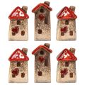 Floristik24 Maisons en céramique 6 pièces avec fenêtre de toit rouge et cœur - 6 cm - Décoration idyllique pour la maison et le jardin