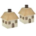 Floristik24 Bougeoir Maison de Noël bois gris 9×9×11cm 2pcs