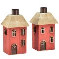 Floristik24 Bougeoir maison bois bâton rouge bougeoir H14.5cm 2pcs