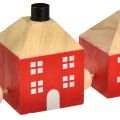 Floristik24 Bougeoir en bois décoratif maison en bois guirlande rouge et blanche 23cm