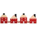 Floristik24 Bougeoir en bois décoratif maison en bois guirlande rouge et blanche 23cm