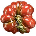 Floristik24 Citrouille en céramique brillante rouge-orange vif avec tige verte - 21,5 cm - décoration d&#39;automne idéale