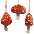 Floristik24 Charmants charmes de champignons rouges avec ficelle de jute - 3 cm, lot de 6 - Décorations parfaites d&#39;automne et de Noël